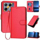 For Infinix GT 20 Pro YX0070 Carbon Fiber Buckle Leather Phone Case with Lanyard(Red) - 1