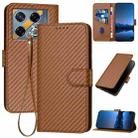 For Infinix GT 20 Pro YX0070 Carbon Fiber Buckle Leather Phone Case with Lanyard(Coffee) - 1