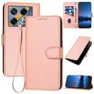 For Infinix GT 20 Pro YX0070 Carbon Fiber Buckle Leather Phone Case with Lanyard(Pink) - 1