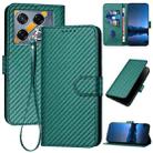 For Infinix GT 20 Pro YX0070 Carbon Fiber Buckle Leather Phone Case with Lanyard(Dark Green) - 1