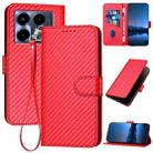 For Infinix Note 40 4G YX0070 Carbon Fiber Buckle Leather Phone Case with Lanyard(Red) - 1