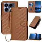 For Infinix Note 40 4G YX0070 Carbon Fiber Buckle Leather Phone Case with Lanyard(Coffee) - 1