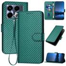 For Infinix Note 40 4G YX0070 Carbon Fiber Buckle Leather Phone Case with Lanyard(Dark Green) - 1