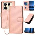 For Infinix Note 40 Pro 4G / 5G YX0070 Carbon Fiber Buckle Leather Phone Case with Lanyard(Pink) - 1