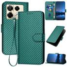 For Infinix Note 40 Pro 4G / 5G YX0070 Carbon Fiber Buckle Leather Phone Case with Lanyard(Dark Green) - 1