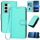 For Infinix Hot 50 5G YX0070 Carbon Fiber Buckle Leather Phone Case with Lanyard(Light Blue) - 1