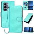 For Infinix Hot 50 Pro+ 4G YX0070 Carbon Fiber Buckle Leather Phone Case with Lanyard(Light Blue) - 1