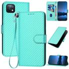 For Infinix Hot 10i YX0070 Carbon Fiber Buckle Leather Phone Case with Lanyard(Light Blue) - 1