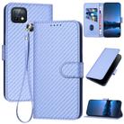 For Infinix Hot 10i YX0070 Carbon Fiber Buckle Leather Phone Case with Lanyard(Light Purple) - 1