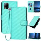For Infinix Hot 10T / Hot 10s YX0070 Carbon Fiber Buckle Leather Phone Case with Lanyard(Light Blue) - 1
