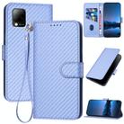 For Infinix Hot 10T / Hot 10s YX0070 Carbon Fiber Buckle Leather Phone Case with Lanyard(Light Purple) - 1