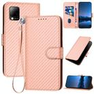 For Infinix Hot 10T / Hot 10s YX0070 Carbon Fiber Buckle Leather Phone Case with Lanyard(Pink) - 1