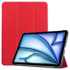 For iPad Air 13 2024 / 2025 Custer Pure Color 3-Fold Holder Smart Leather Tablet Case(Red) - 1