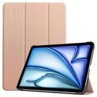 For iPad Air 13 2024 / 2025 Custer Pure Color 3-Fold Holder Smart Leather Tablet Case(Rose Gold) - 1