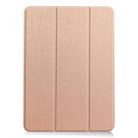 For iPad Air 13 2024 / 2025 Custer Pure Color 3-Fold Holder Smart Leather Tablet Case(Rose Gold) - 2