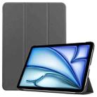 For iPad Air 13 2024 Custer Pure Color 3-Fold Holder Smart Leather Tablet Case(Grey) - 1