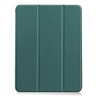 For iPad Air 13 2024 / 2025 Custer Pure Color 3-Fold Holder Smart Leather Tablet Case(Dark Green) - 2