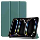 For iPad Pro 13 2024 Custer Pure Color 3-Fold Holder Smart Leather Tablet Case(Dark Green) - 1