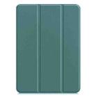 For iPad Pro 13 2024 Custer Pure Color 3-Fold Holder Smart Leather Tablet Case(Dark Green) - 2