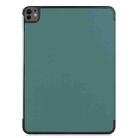 For iPad Pro 13 2024 Custer Pure Color 3-Fold Holder Smart Leather Tablet Case(Dark Green) - 3