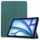 For iPad Air 11 2024 Custer Pure Color 3-Fold Holder Smart Leather Tablet Case(Dark Green) - 1