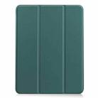 For iPad Air 11 2024 Custer Pure Color 3-Fold Holder Smart Leather Tablet Case(Dark Green) - 2