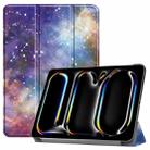 For iPad Pro 13 2024 Custer Painted 3-Fold Holder Smart Leather Tablet Case(Milky Way Nebula) - 1