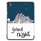 For iPad Pro 13 2024 Custer Painted 3-Fold Holder Smart Leather Tablet Case(Lazy Cat) - 3