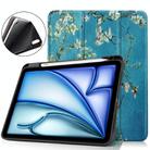 For iPad Air 11 2024 / 2025 Custer Painted 3-Fold Holder Smart Leather Tablet Case(Apricot Flower) - 1