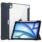 For iPad Air 11 2024 Pure Color 3-fold Clear TPU Smart Leather Tablet Case(Blue) - 1