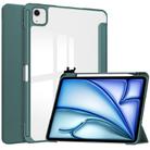 For iPad Air 13 2025 / 2024 Pure Color 3-fold Clear TPU Smart Leather Tablet Case(Dark Green) - 1