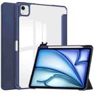 For iPad Air 13 2024 Pure Color 3-fold Clear TPU Smart Leather Tablet Case(Dark Blue) - 1