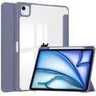 For iPad Air 13 2025 / 2024 Pure Color 3-fold Clear TPU Smart Leather Tablet Case(Lavender) - 1