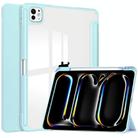 For iPad Pro 11 2024 Pure Color 3-fold Clear TPU Smart Leather Tablet Case(Sky Blue) - 1