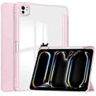 For iPad Pro 13 2024 Pure Color 3-fold Clear TPU Smart Leather Tablet Case(Pink) - 1