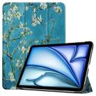 For iPad Air 11 2024 Custer Painted 3-Fold Holder Smart Leather Tablet Case(Apricot Blossom) - 1