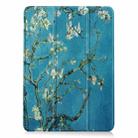 For iPad Air 11 2024 Custer Painted 3-Fold Holder Smart Leather Tablet Case(Apricot Blossom) - 2