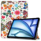 For iPad Air 11 2025 / 2024 Custer Painted 3-Fold Holder Smart Leather Tablet Case(Color Butterfly) - 1