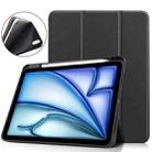 For iPad Air 11 2024 Custer TPU Pure Color 3-Fold Holder Smart Leather Tablet Case(Black) - 1