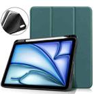 For iPad Air 11 2024 Custer TPU Pure Color 3-Fold Holder Smart Leather Tablet Case(Dark Green) - 1