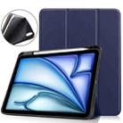 For iPad Air 11 2024 Custer TPU Pure Color 3-Fold Holder Smart Leather Tablet Case(Dark Blue) - 1