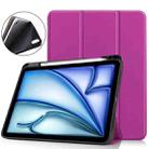 For iPad Air 11 2024 / 2025 Custer TPU Pure Color 3-Fold Holder Smart Leather Tablet Case(Purple) - 1