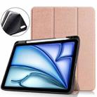 For iPad Air 11 2024 Custer TPU Pure Color 3-Fold Holder Smart Leather Tablet Case(Rose Gold) - 1