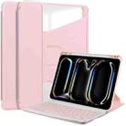 For iPad Pro 11 2024 Transparent Rotation Smart Leather Tablet Case with Keyboard(Pink) - 1