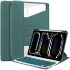 For iPad Pro 13 2024 Transparent Rotation Smart Leather Tablet Case with Keyboard(Dark Green) - 1