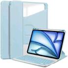 For iPad Air 13 2024 Transparent Rotation Smart Leather Tablet Case with Keyboard(Sky Blue) - 1