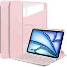 For iPad Air 13 2024 Transparent Rotation Smart Leather Tablet Case with Keyboard(Pink) - 1