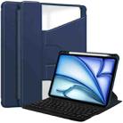 For iPad Air 11 2024 Transparent Rotation Smart Leather Tablet Case with Keyboard(Dark Blue) - 1