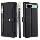 For Google Pixel 8a Sheep Texture Cross-body Zipper Wallet Leather Phone Case(Black) - 1