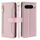 For Google Pixel 9 Sheep Texture Cross-body Zipper Wallet Leather Phone Case(Pink) - 1